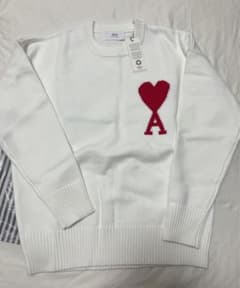 Amiアミ ドゥ クール ビッグハートロゴウールセーター白いddt Amiアミ ドゥ クール ビッグハートロゴウールセーター白いdr - メルカリ