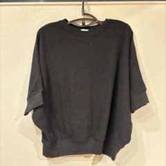 URBAN RESEARCH DOORS ブラックリブ編み五分袖トップスのサムネイル