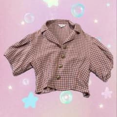 MOUSSY 半袖ブラウス チェック柄 ゴールドボタンのサムネイル