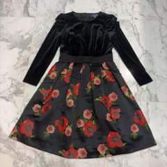 M’S GRACY エムズグレイシー 花柄 ベロア ワンピース 38 ブラックのサムネイル