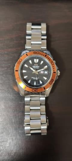 10/10まで。最終値下【美品】ORIENT マコ 自動巻 オレンジベゼル 