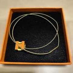 HERMES カージュドアッシュHキューブ ネックレス オレンジ ゴールドのサムネイル