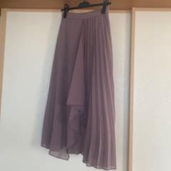 アシンメトリー プリーツロングスカート パープルのサムネイル