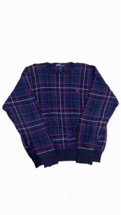 90s POLO RalphLaurenチェック柄 クルーネックセーターのサムネイル