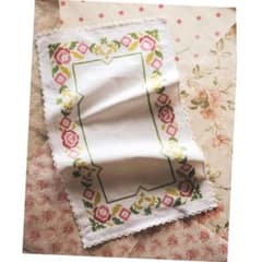 フランス 54c クロスステッチ製薔薇たちの庭園とテーブルセンター
