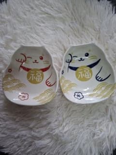 招き猫 小皿 2枚セットのサムネイル