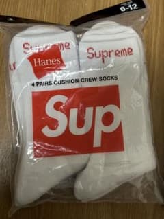 1足　バラ売り　SUPREME×Hanes クルーソックス 新品靴下 ホワイトのサムネイル