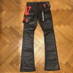 VALABASASフレアワックスパンツブラック29スリムフィット新品