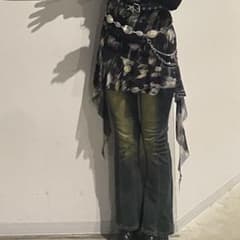 【vintage】フレアデニムパンツ ヴィンテージ加工 ゴールドボタンのサムネイル