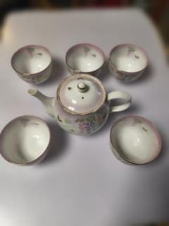 藤の花柄 ティーポット 湯呑み 5客セットのサムネイル