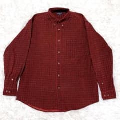 90s オールドユニクロ 紺タグ BDチェックネルシャツ XL バーガンディ