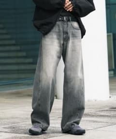 VINTAGE WASHED CURVED DENIM グレー Sサイズのサムネイル