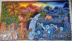 ●アフリカの絵画、ティンガティンガ、夕暮れ時の森、80×140cm ○アフリカの絵画、ティンガティンガ、夕暮れ時の森、80×140cm - メルカリ