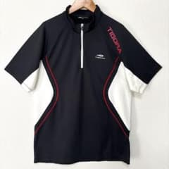 TIGORA Men's Golf Wear Half-Zip Short-Sleeve Shirt Black M