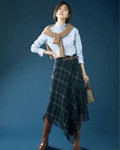 新品タグ付♡ラルフローレン♡プラッド フリンジトリム ラップ スカート　土生瑞穂 新品タグ付♡ラルフローレン♡プラッド フリンジトリム ラップ