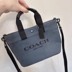 新品》COACH コーチ ショルダーバッグ デニムブルー キャンバス レザー 