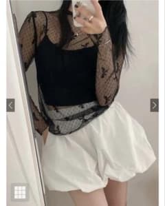 リボンドット柄シアートップス