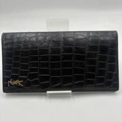 YSL クロコダイル風レザー 長財布 ブラック - メルカリ
