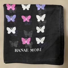 HANAE MORI 森英恵　ハンカチ 蝶々柄 ブラックのサムネイル