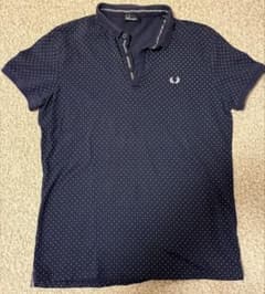 FRED PERRY ポロシャツ　ドット柄　刺繍ロゴ　イタリア製　XLのサムネイル