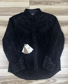 RRL シープスキン ウエスタンシャツ レザー エンブロイダリー スエード 