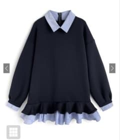 ストライプ柄シャツレイヤード風フリルワンピース[kz708]のサムネイル