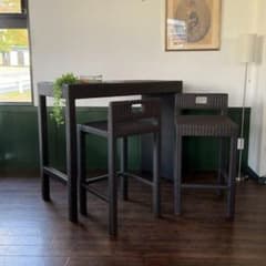 k072 ラタン調カウンターテーブル 3点セット ダークブラウン ガーデン