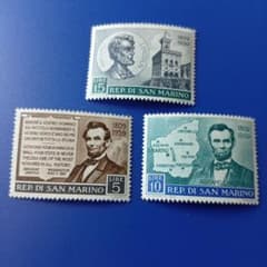 9335 外国切手 サンマリノ 1959年 リンカーン生誕150周年 3種 - メルカリ