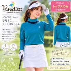 パラディーゾ おしゃれ ゴルフウェア レディース M 長袖 タートルネック 青のサムネイル