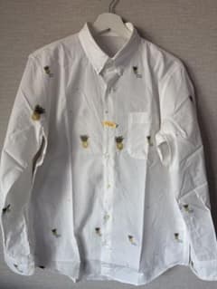 Papas パイナップル刺繍 ボタンダウンシャツ　ホワイト　Mサイズ Papas パイナップル刺繍 ボタンダウンシャツ ホワイト Mサイズ - メルカリ