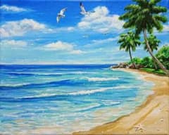 夏の海】アクリル画 F3 風景画 絵画 原画 海の絵 - メルカリ