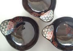 【新品値札つき】大場紀穂子 とんすい 3点セット 麻の葉 金彩 黒釉のサムネイル