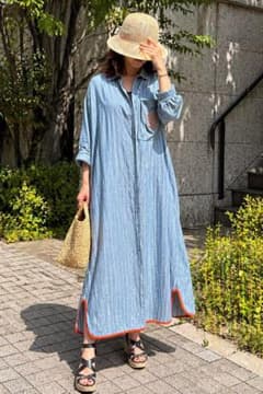専用！未使用 ThomasMagpie ストライプシャツ リネン ロングシャツ