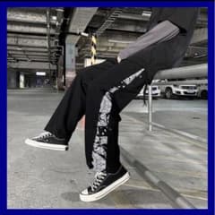 【人気】ペイズリー柄 サイドライン ワイドパンツ ストリート 韓国　トレンドのサムネイル