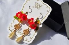 Camellia Dip Art Dip Flower Earrings - Chinese-style Flower Accessory