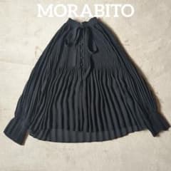 モラビト MORABITO シフォン プリーツ ボウタイ ブラウス ブラック モラビト MORABITO シフォン プリーツ ボウタイ ブラウス ブラック