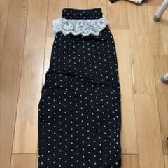 ドット柄 レース付き ワイドパンツ イージーパンツのサムネイル