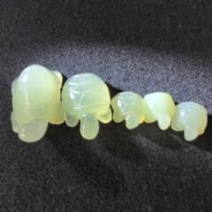 天然石翡翠亀置物5点セット軟玉　彫刻　縁起物　魔除け　幸運のサムネイル