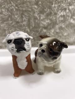 ブルドッグ陶器の置物⑨ブルドッグおすわり編2点♡ステッカー付きのサムネイル