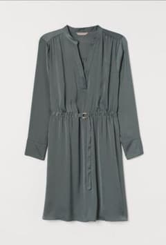 Olive green V-neck dress H&M (used)のサムネイル