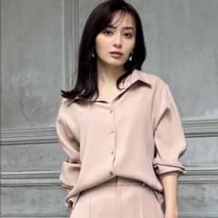 anuans ダブルサテンシャツブラウス （PINK BEIGE）のサムネイル