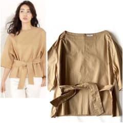 23区　ALBIATE 大きいサイズ　ベージュ　コットンオックス　ウエストリボン