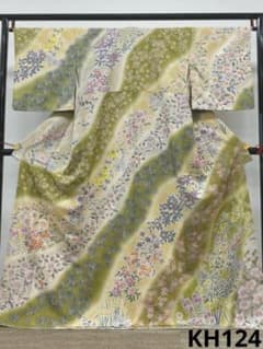 訪問着 総柄 ぼかし染 四季草花 椿 葡萄 撫子 桜 正絹 躾糸付き KH124 