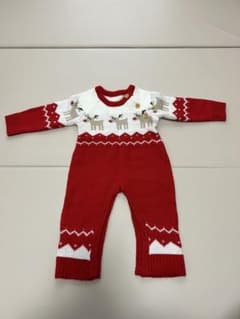 《中古品》トナカイ柄　クリスマス　ベビーロンパースのサムネイル