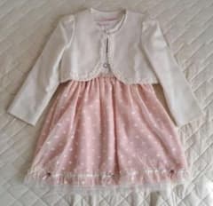 美品 フォーマルドレス ピンク ドット柄 130cm 女の子のサムネイル