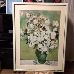 【９月特価】額入り絵画　ゴッホ「花瓶のバラ」大きな作品　名画　額縁　美術館で購入 9月特価】額入り絵画 ゴッホ「花瓶のバラ」大きな作品 名画 額縁