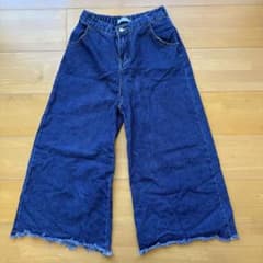 SPINNS ワイドデニムパンツ カットオフ インディゴのサムネイル
