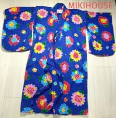 レア MIKIHOUSE ミキハウス 浴衣 95 青色 お花 レトロ - メルカリ