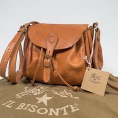 [Excellent Condition] Il Bisonte Shoulder Bag, All Leather, Drawstring, Camel