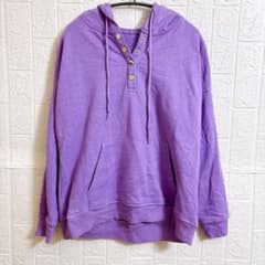Hoodie, size M, purple, cotton, relaxed fit, casual, sweatshirt material.